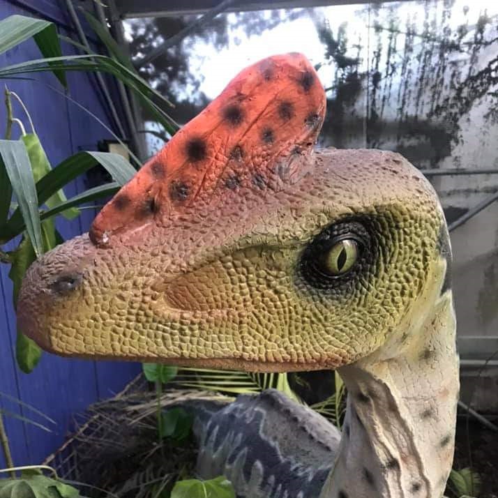 photo de dinosaure dans la jungle, Tropicaland, la jungle aux dinosaures, parc botanique et animalier